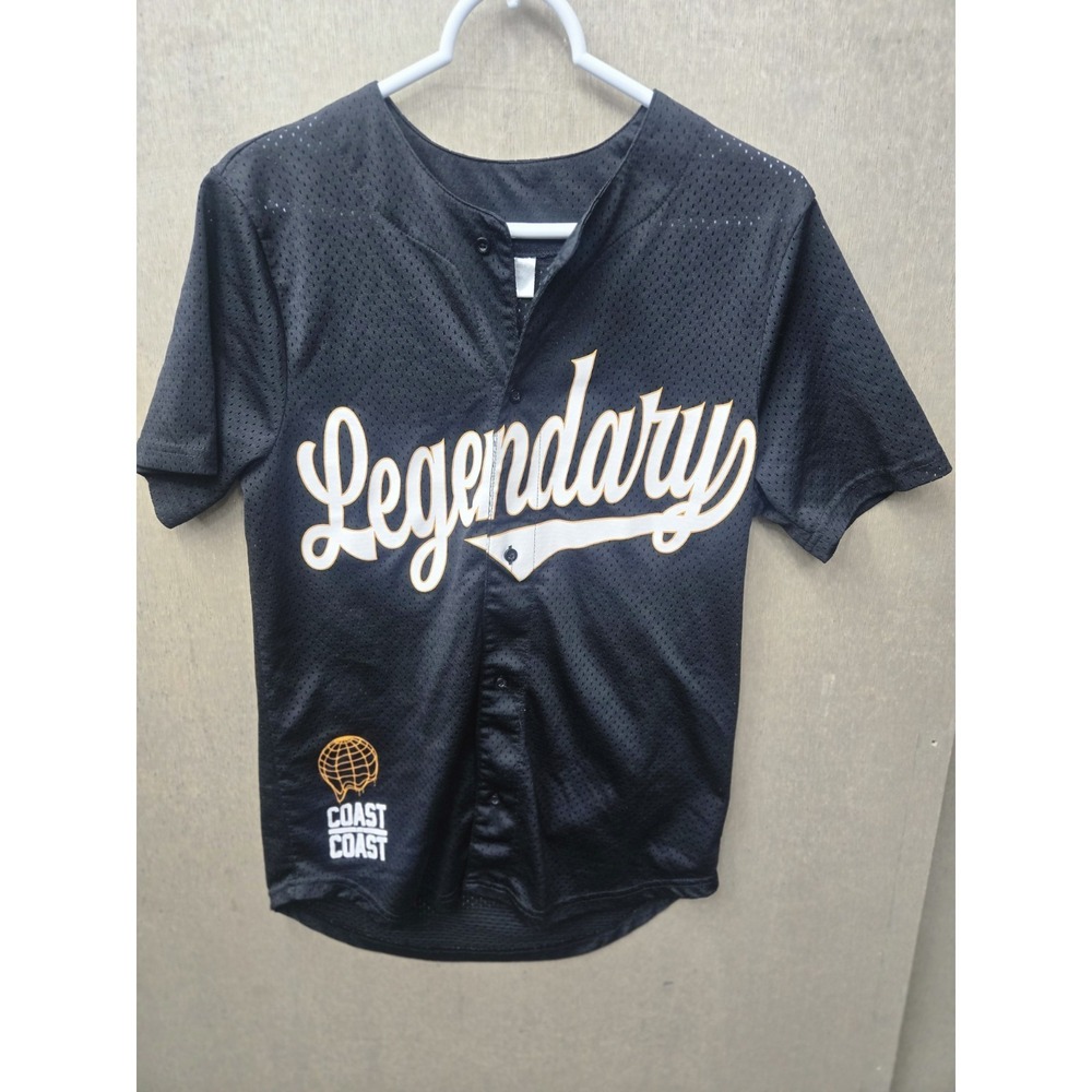 Legendary Coast 2 Coast Youth Small Mesh Baseball Jersey Black Button Up
